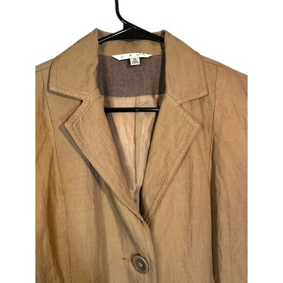 CAbi Beige Cotton Blend 3 Button Front Deep Pockets Lined Coat Women Sz M - Picture 7 of 13